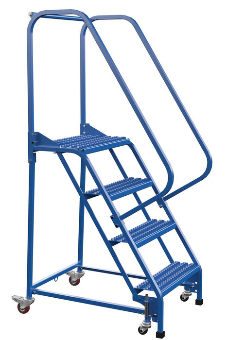 Vestil LAD-PW-26-4-G Steel Standard Slope Ladder 58 Degree 4 Grip Strut 23-9/16 in. Step 350 lb. Capacity Blue