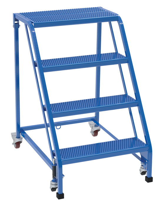 Vestil LAD-PW-26-4-P-NHR Steel Standard Slope Ladder 58 Degree 4 Perforated No Handrail Step 350 lb. Capacity Blue