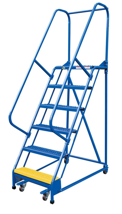 Vestil LAD-PW-26-6-G Steel Standard Slope Ladder 58 Degree 6 Grip Strut 23-9/16 in. Step 350 lb. Capacity Blue