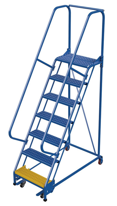 Vestil LAD-PW-26-7-G Steel Standard Slope Ladder 58 Degree 7 Grip Strut 23-9/16 in. Step 350 lb. Capacity Blue