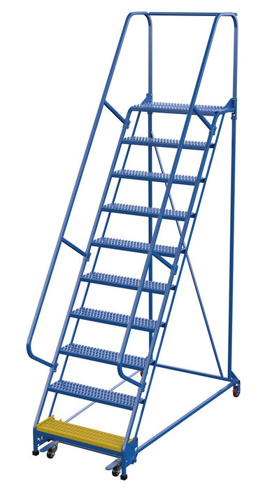 Vestil LAD-PW-32-10-G Steel Standard Slope Ladder 58 Degree 10 Grip Strut 30-1/4 in. Step Width 350 lb. Capacity Blue