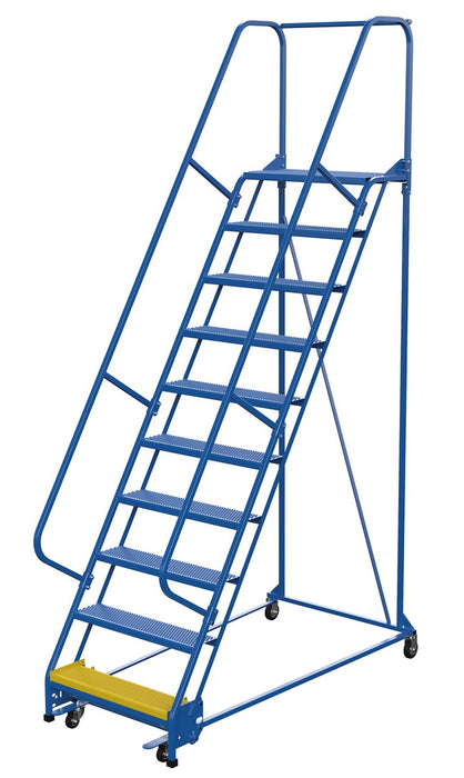 Vestil LAD-PW-32-10-P Steel Standard Slope Ladder 58 Degree 10 Perforated 30-1/4 in. Step Width 350 lb. Capacity Blue