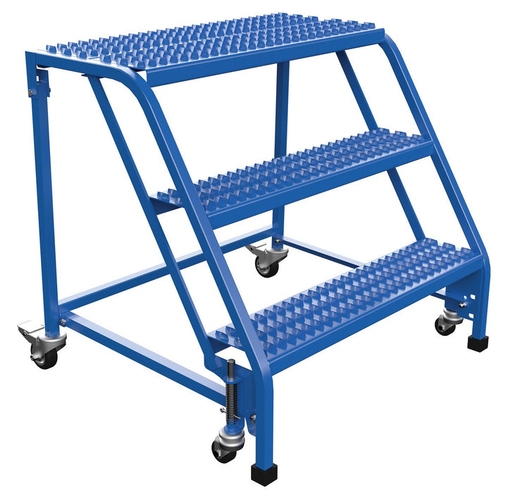 Vestil LAD-PW-32-3-G-NHR Steel Standard Slope Ladder No Rail 58 Degree 3 Grip Strut 30-1/4 in. Step Width 350 lb. Capacity Bl