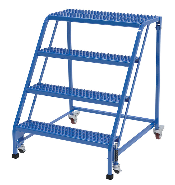 Vestil LAD-PW-32-4-G-NHR Steel Standard Slope Ladder No Rail 58 Degree 4 Grip Strut 30-1/4 in. Step Width 350 lb. Capacity Bl