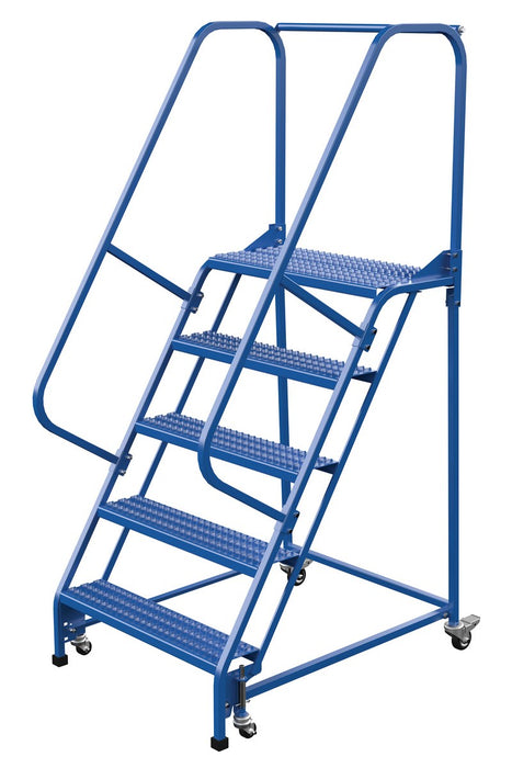 Vestil LAD-PW-32-5-G Steel Standard Slope Ladder 58 Degree 5 Grip Strut 30-1/4 in. Step Width 350 lb. Capacity Blue