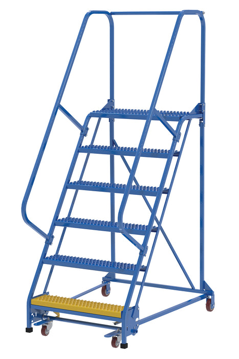 Vestil LAD-PW-32-6-G Steel Standard Slope Ladder 58 Degree 6 Grip Strut 30-1/4 in. Step Width 350 lb. Capacity Blue