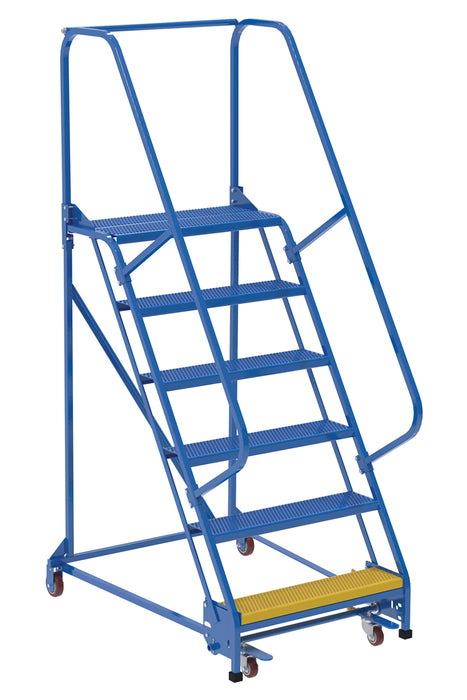 Vestil LAD-PW-32-6-P Steel Standard Slope Ladder 58 Degree 6 Perforated 30-1/4 in. Step Width 350 lb. Capacity Blue