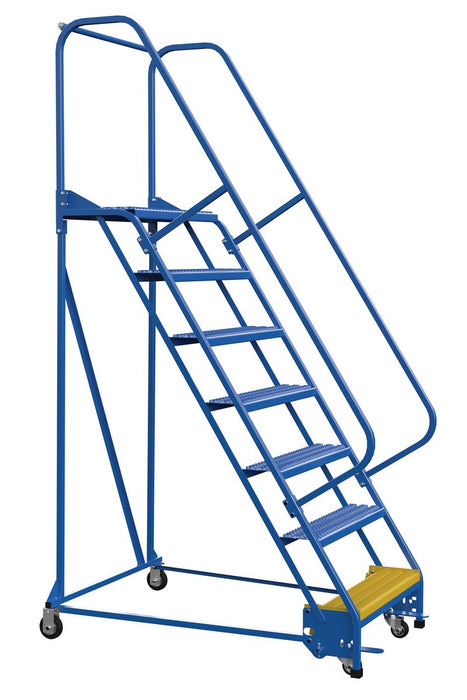 Vestil LAD-PW-32-7-G Steel Standard Slope Ladder 58 Degree 7 Grip Strut 30-1/4 in. Step Width 350 lb. Capacity Blue