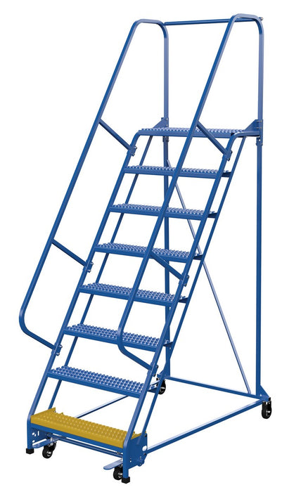 Vestil LAD-PW-32-8-G Steel Standard Slope Ladder 58 Degree 8 Grip Strut 30-1/4 in. Step Width 350 lb. Capacity Blue