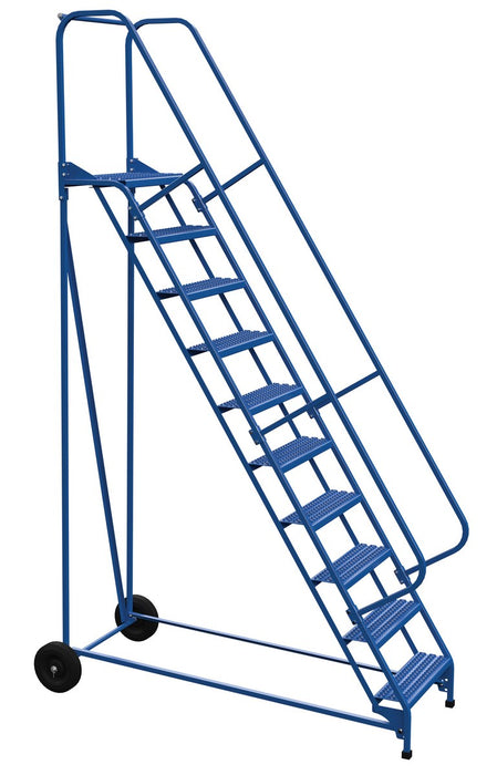 Vestil LAD-RAF-10-24-G Steel Roll-A-Fold Ladder 58 Degree 10 Grip Strut 23-9/16 in. Step Width 350 lb. Capacity Blue