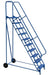 Vestil LAD-RAF-10-24-G Steel Roll-A-Fold Ladder 58 Degree 10 Grip Strut 23-9/16 in. Step Width 350 lb. Capacity Blue