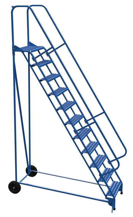 Vestil LAD-RAF-11-24-G Steel Roll-A-Fold Ladder 58 Degree 11 Grip Strut 23-9/16 in. Step Width 350 lb. Capacity Blue