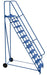 Vestil LAD-RAF-11-24-G Steel Roll-A-Fold Ladder 58 Degree 11 Grip Strut 23-9/16 in. Step Width 350 lb. Capacity Blue
