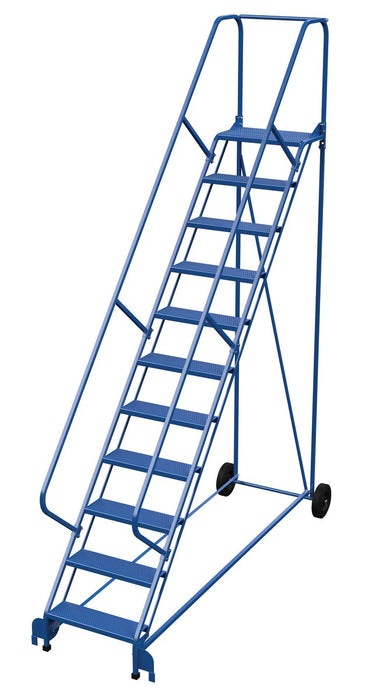 Vestil LAD-RAF-11-24-P-EZ Steel Roll-A-Fold Ladder 50 Degree 11 Perforated 23-9/16 in. Step Width 350 lb. Capacity Blue