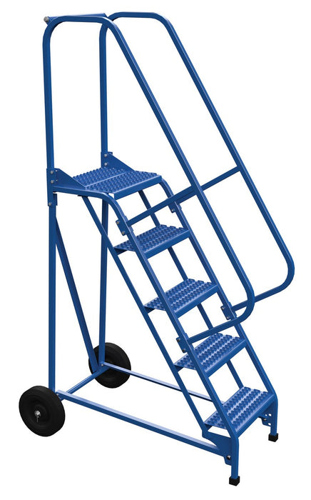 Vestil LAD-RAF-5-G Steel Roll-A-Fold Ladder 58 Degree 5 Grip Strut 16-13/16 in. Step Width 350 lb. Capacity Blue