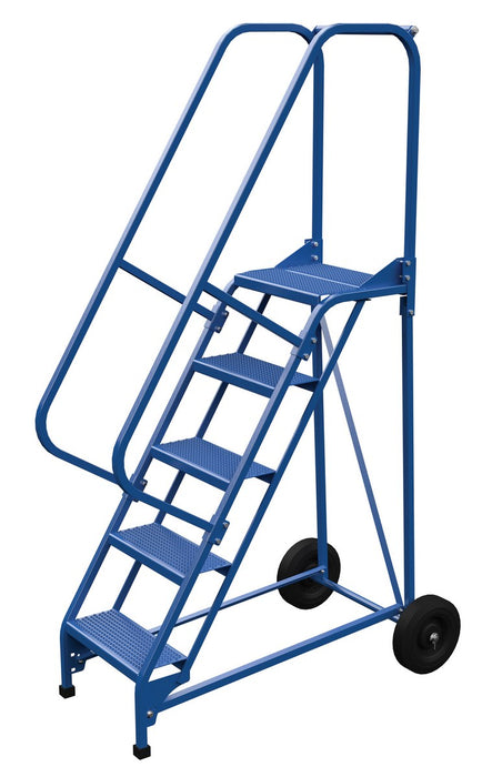 Vestil LAD-RAF-5-P Steel Roll-A-Fold Ladder 58 Degree 5 Perforated 16-13/16 in. Step Width 350 lb. Capacity Blue