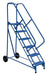 Vestil LAD-RAF-6-G-EZ Steel Roll-A-Fold Ladder 50 Degree 6 Grip Strut 16-13/16 in. Step Width 350 lb. Capacity Blue