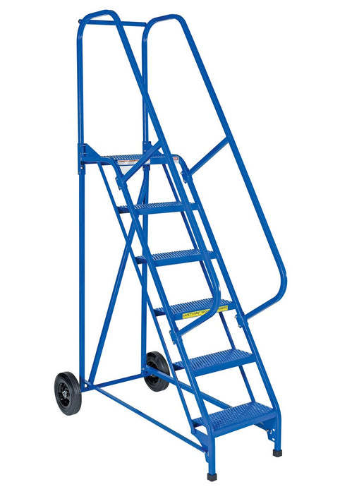 Vestil LAD-RAF-6-P Steel Roll-A-Fold Ladder 58 Degree 6 Perforated 16-13/16 in. Step Width 350 lb. Capacity Blue