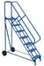 Vestil LAD-RAF-7-G-EZ Steel Roll-A-Fold Ladder 50 Degree 7 Grip Strut 16-13/16 in. Step Width 350 lb. Capacity Blue