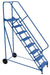 Vestil LAD-RAF-8-24-G-EZ Steel Roll-A-Fold Ladder 50 Degree 8 Grip Strut 23-9/16 in. Step Width 350 lb. Capacity Blue