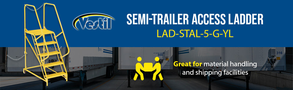Vestil LAD-STAL-5-G-YL steel semi-trailer access ladder feature overview 2
