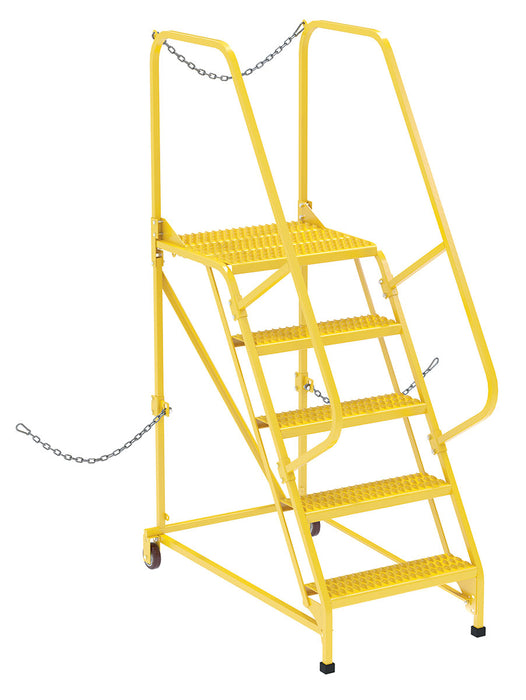 Vestil LAD-STAL-5-G-YL Steel Semi-Trailer Access Ladder 58 Degree 5 Grip Strut 24 in. Step Width 350 lb. Capacity Yellow