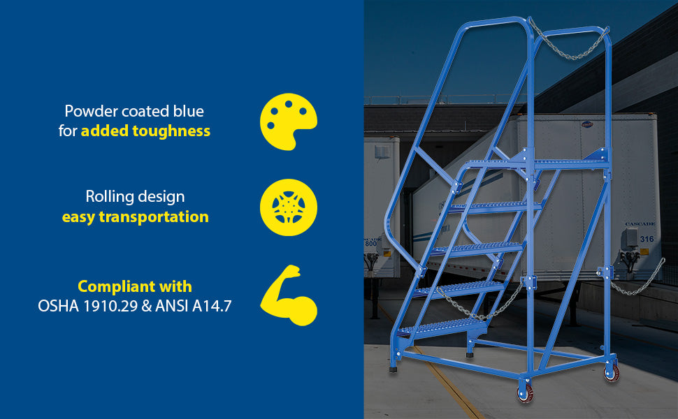 Vestil LAD-STAL-5-G steel semi-trailer access ladder feature overview 2