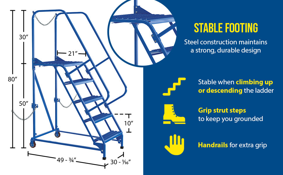 Vestil LAD-STAL-5-G steel semi-trailer access ladder feature overview 1