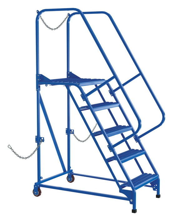 Vestil LAD-STAL-5-G Steel Semi-Trailer Access Ladder 58 Degree 5 Grip Strut 24 in. Step Width 350 lb. Capacity Blue