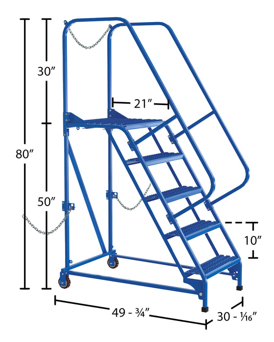 Vestil LAD-STAL-5-G steel semi-trailer access ladder dimensions diagram