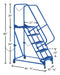 Vestil LAD-STAL-5-G steel semi-trailer access ladder dimensions diagram