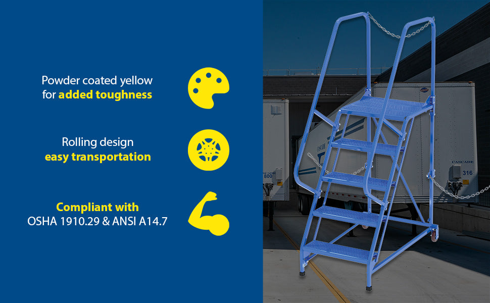 Vestil LAD-STAL-5-P steel semi-trailer access ladder feature overview 3