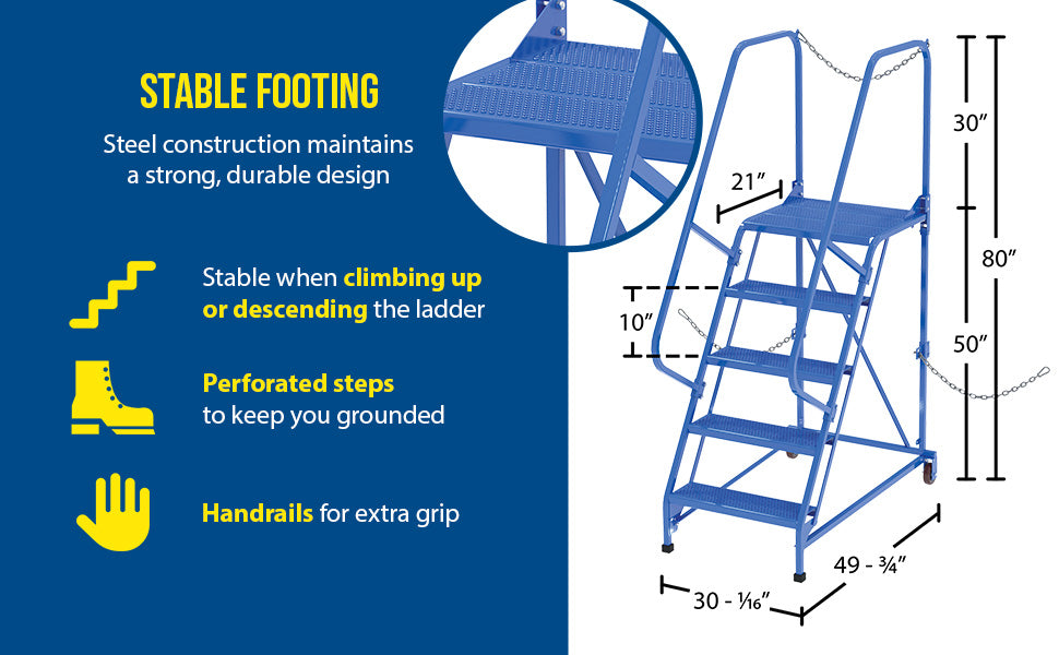 Vestil LAD-STAL-5-P steel semi-trailer access ladder feature overview 1