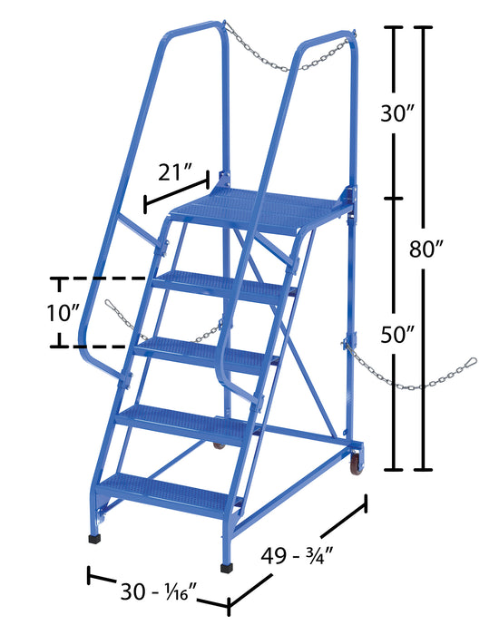 Vestil LAD-STAL-5-P steel semi-trailer access ladder dimensions diagram