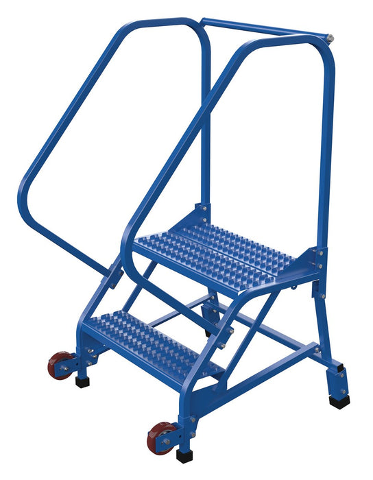 Vestil LAD-TRN-50-2-G Steel Tip N Roll Ladder 50 Degree 2 Grip Strut 24 in. Step Width 350 lb. Capacity Blue