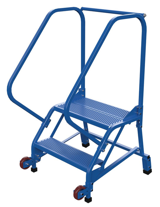 Vestil LAD-TRN-50-2-P Steel Tip N Roll Ladder 50 Degree 2 Perforated 24 in. Step Width 350 lb. Capacity Blue