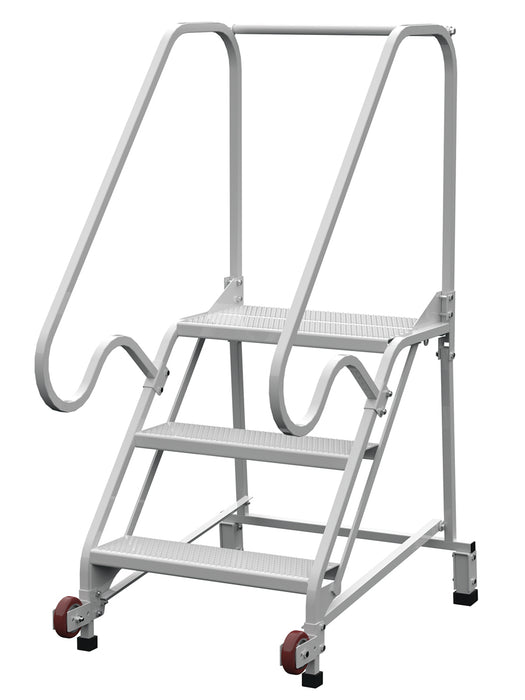 Vestil LAD-TRN-50-3-FDA Steel Tip N Roll FDA Ladder 50 Degree 3 Grip Strut 24 in. Step Width 350 lb. Capacity White