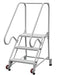 Vestil LAD-TRN-50-3-FDA Steel Tip N Roll FDA Ladder 50 Degree 3 Grip Strut 24 in. Step Width 350 lb. Capacity White