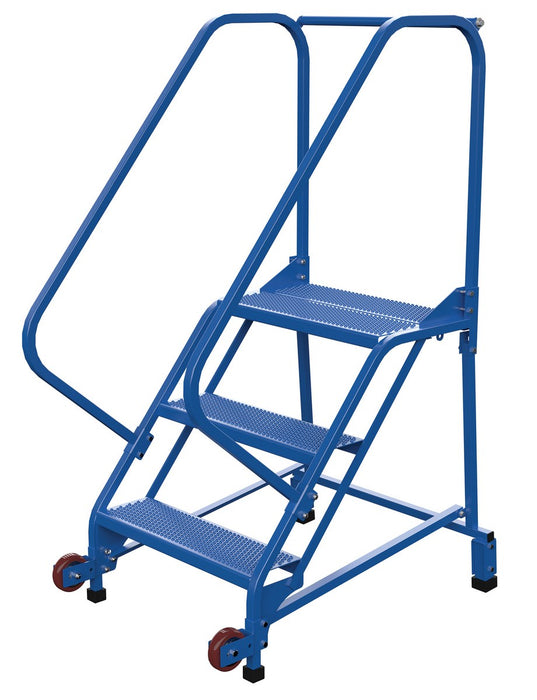 Vestil LAD-TRN-50-3-P Steel Tip N Roll Ladder 50 Degree 3 Perforated 24 in. Step Width 350 lb. Capacity Blue