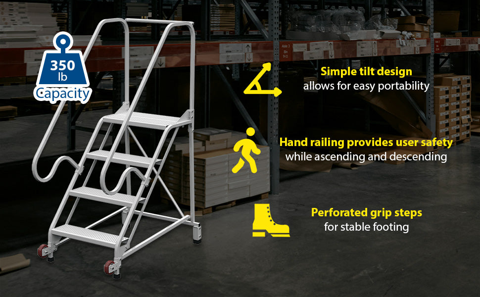 Vestil LAD-TRN-50-4-FDA steel tip n roll fda ladder feature overview 3