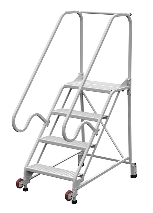 Vestil LAD-TRN-50-4-FDA Steel Tip N Roll FDA Ladder 50 Degree 4 Grip Strut 24 in. Step Width 350 lb. Capacity White