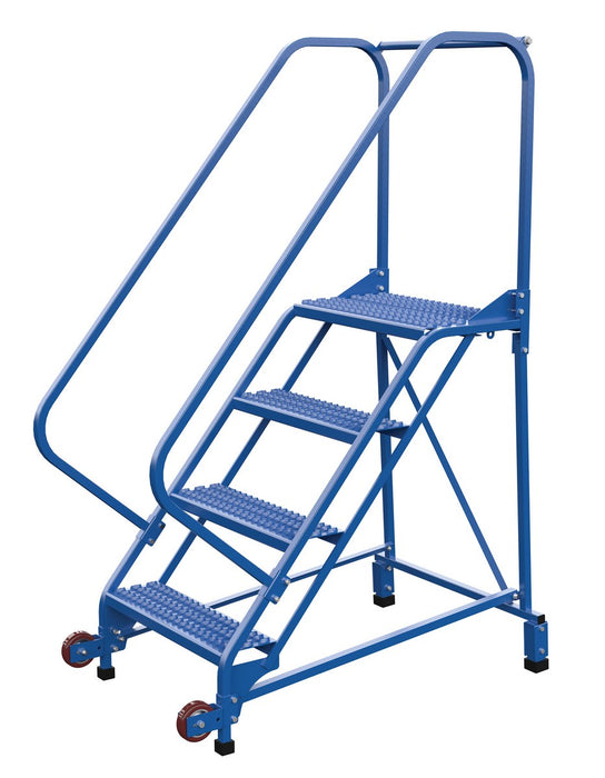 Vestil LAD-TRN-50-4-G Steel Tip N Roll Ladder 50 Degree 4 Grip Strut 24 in. Step Width 350 lb. Capacity Blue