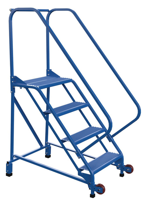 Vestil LAD-TRN-50-4-P Steel Tip N Roll Ladder 50 Degree 4 Perforated 24 In Step Width 350 lb. Capacity Blue