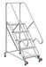 Vestil LAD-TRN-50-5-FDA Steel Tip N Roll FDA Ladder 50 Degree 5 Grip Strut 24 in. Step Width 350 lb. Capacity White