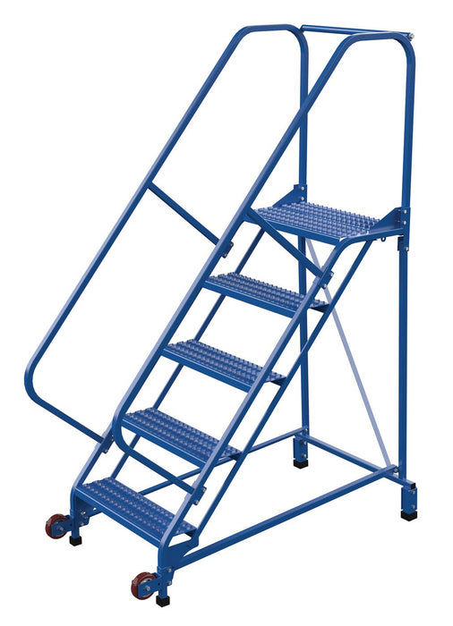 Vestil LAD-TRN-50-5-G Steel Tip N Roll Ladder 50 Degree 5 Grip Strut 24 in. Step Width 350 lb. Capacity Blue