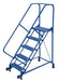 Vestil LAD-TRN-50-5-G Steel Tip N Roll Ladder 50 Degree 5 Grip Strut 24 in. Step Width 350 lb. Capacity Blue
