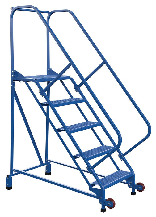 Vestil LAD-TRN-50-5-P Steel Tip N Roll Ladder 50 Degree 5 Perforated 24 in. Step Width 350 lb. Capacity Blue