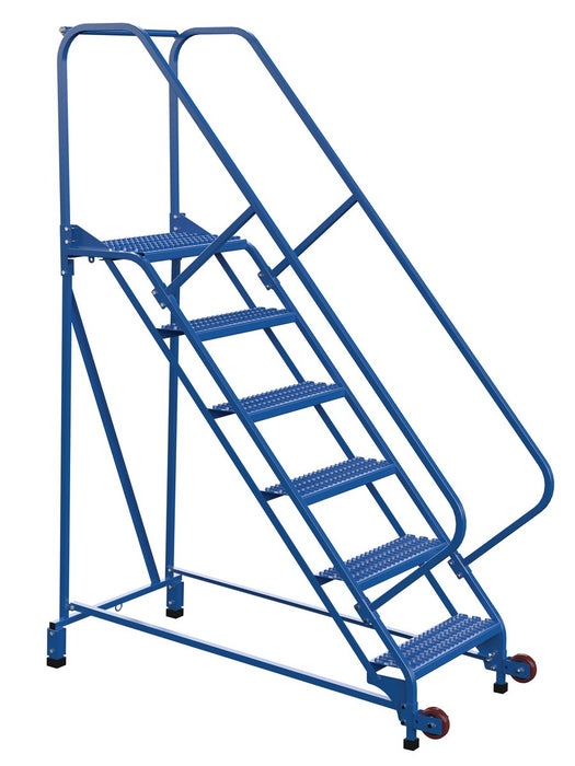 Vestil LAD-TRN-50-6-G Steel Tip N Roll Ladder 50 Degree 6 Grip Strut 24 in. Step Width 350 lb. Capacity Blue