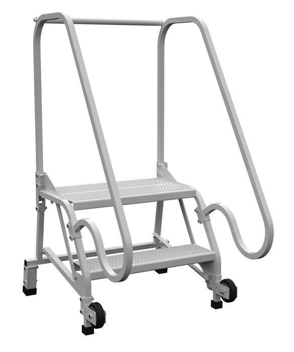 Vestil LAD-TRN-60-2-FDA Steel Tip N Roll FDA Ladder 58 Degree 2 Grip Strut 24 In Step Width 350 lb. Capacity White
