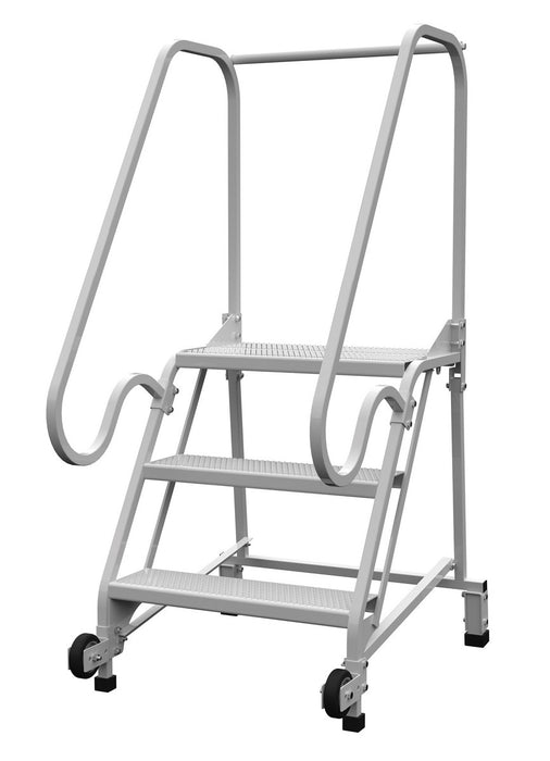 Vestil LAD-TRN-60-3-FDA Steel Tip N Roll FDA Ladder 58 Degree 3 Perforated 24 in. Step Width 350 lb. Capacity White